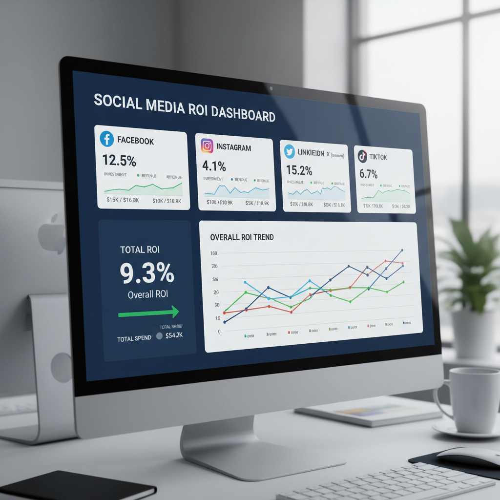 Social media analytics dashboard showing post performance metrics across multiple platforms